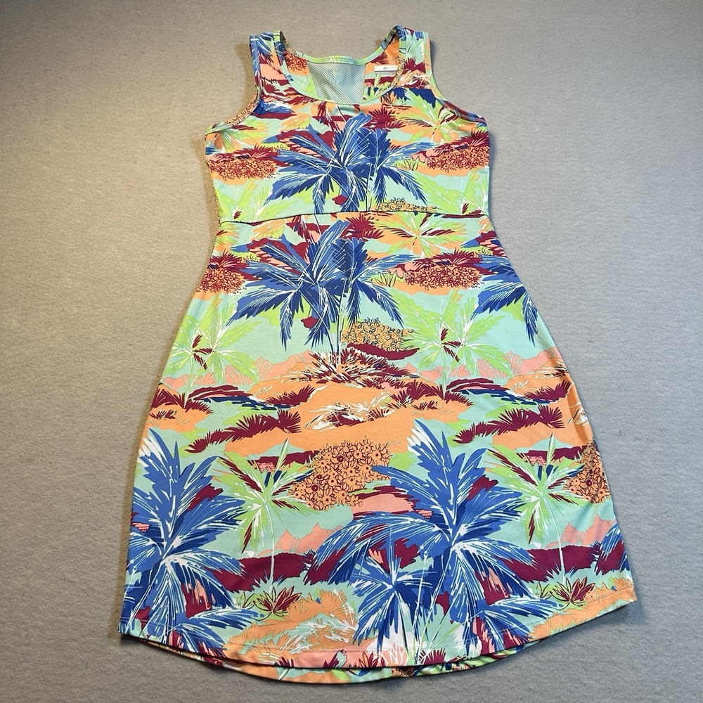 Columbia PFG Sundress Womens Tropical Palm Print Sleeveless Vacation Medium